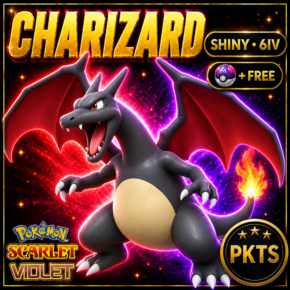 Shiny Charizard 6IV Pokémon Scarlet Violet Link Trade | PKTS