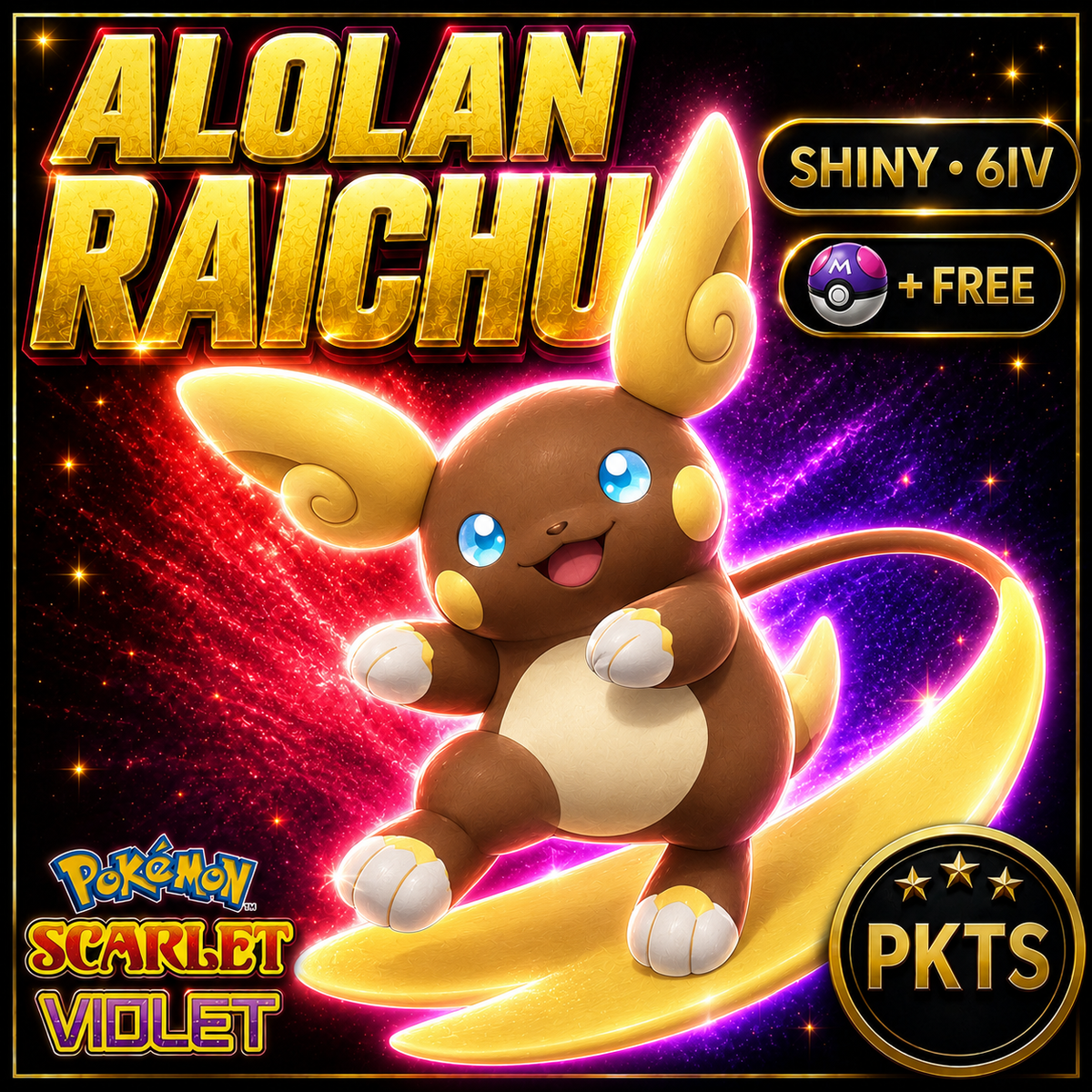 Shiny Alolan Raichu 6IV Pokémon Scarlet Violet Link Trade | PKTS