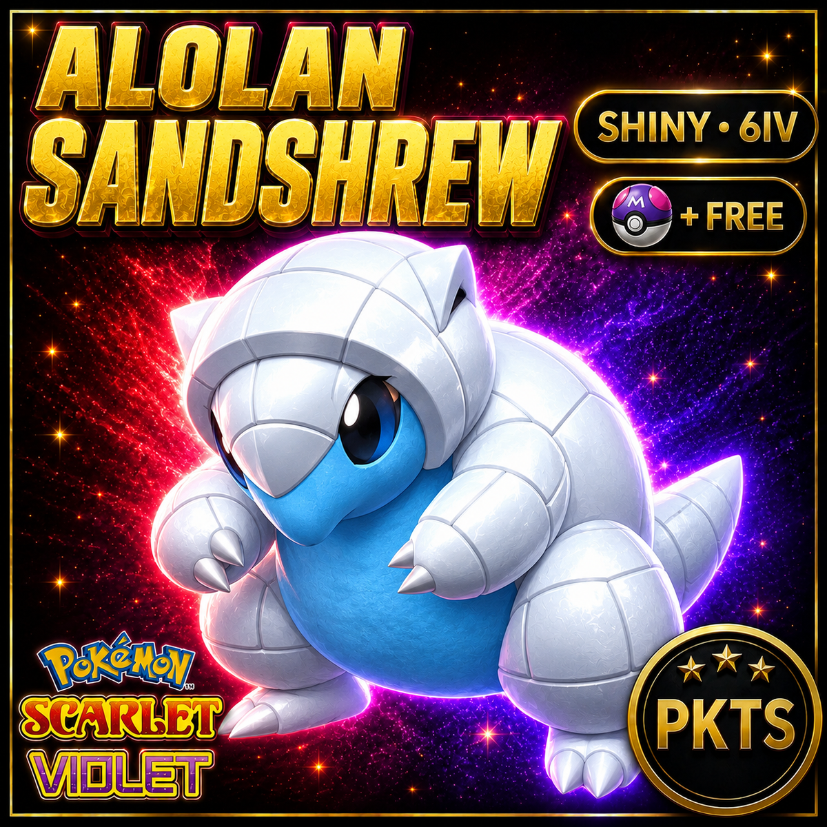 Shiny Alolan Sandshrew 6IV Pokémon Scarlet Violet Link Trade | PKTS