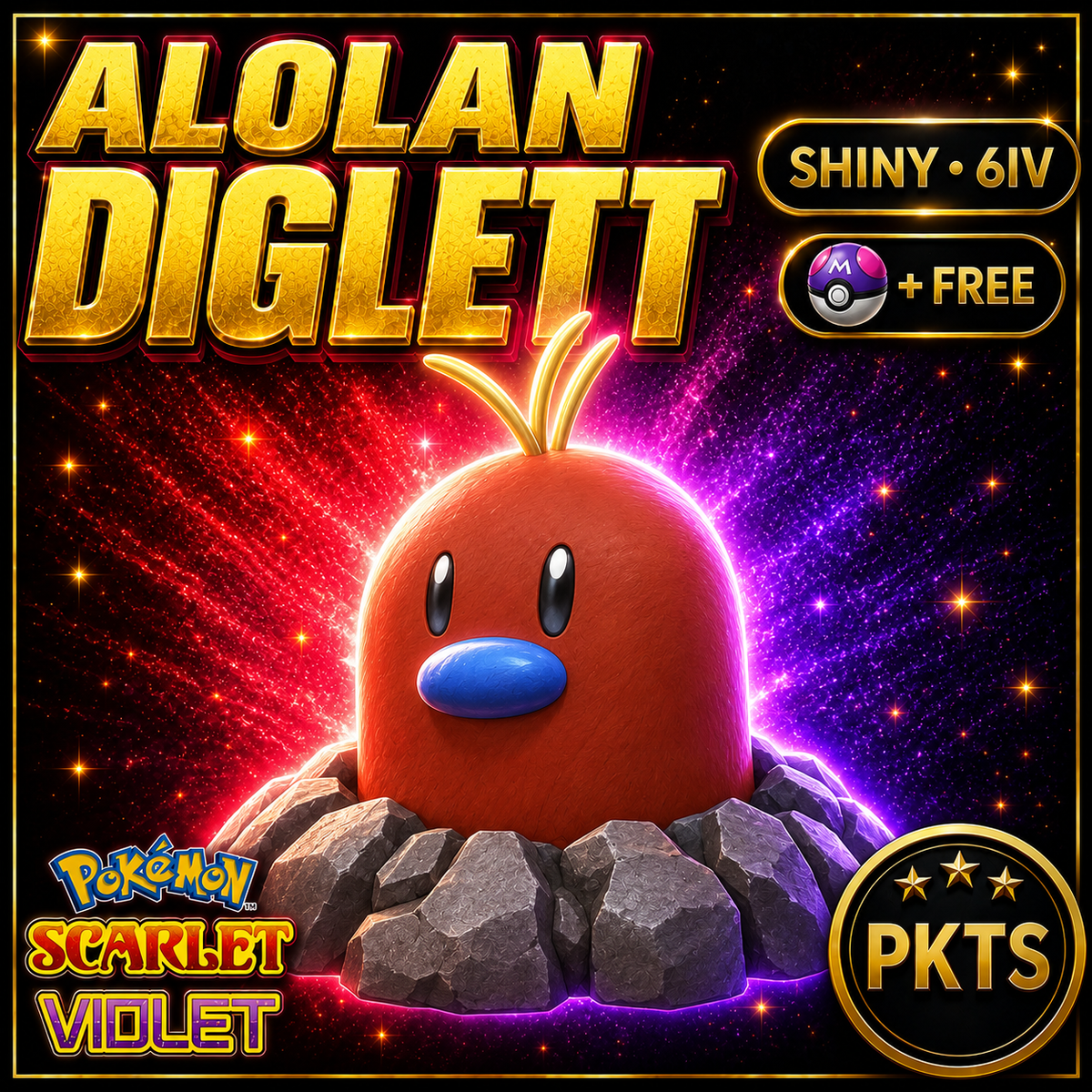 Shiny Alolan Diglett 6IV Pokémon Scarlet Violet Link Trade | PKTS