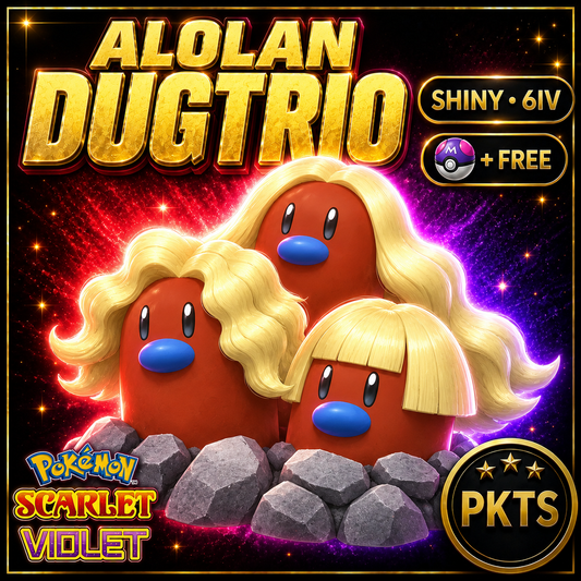 Shiny Alolan Dugtrio 6IV Pokémon Scarlet Violet Link Trade | PKTS