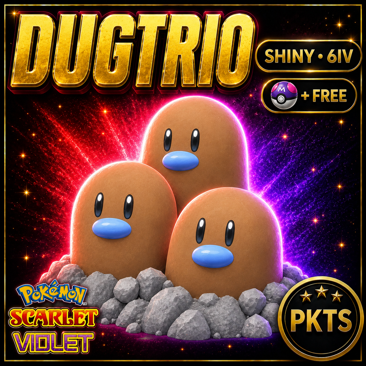 Shiny Dugtrio 6IV Pokémon Scarlet Violet Link Trade | PKTS