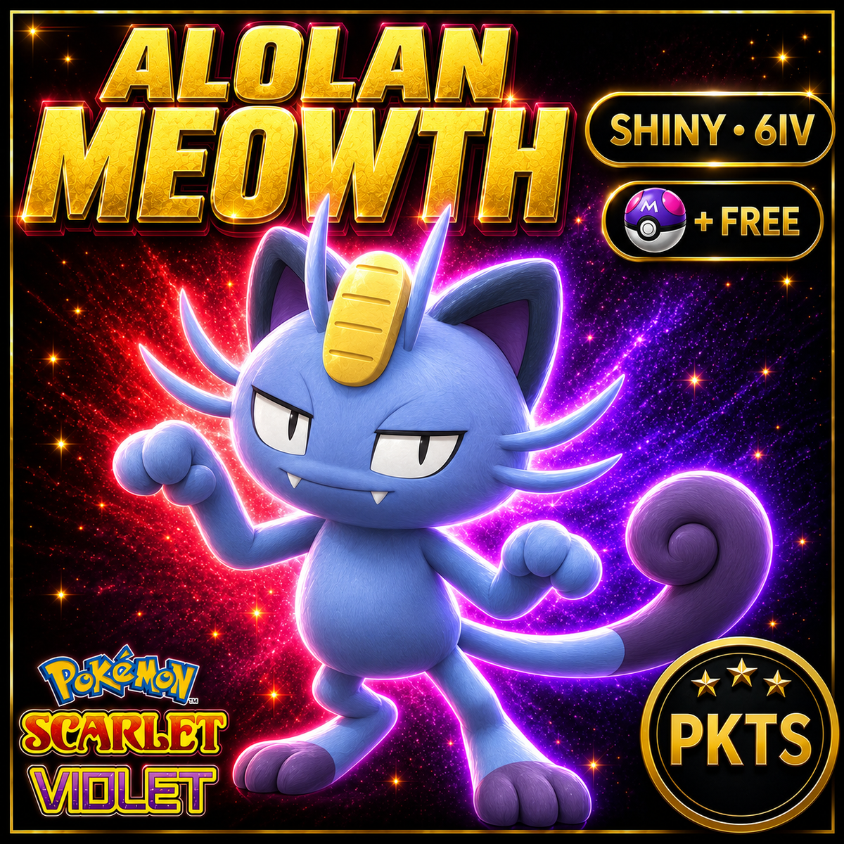 Shiny Alolan Meowth 6IV Pokémon Scarlet Violet Link Trade | PKTS