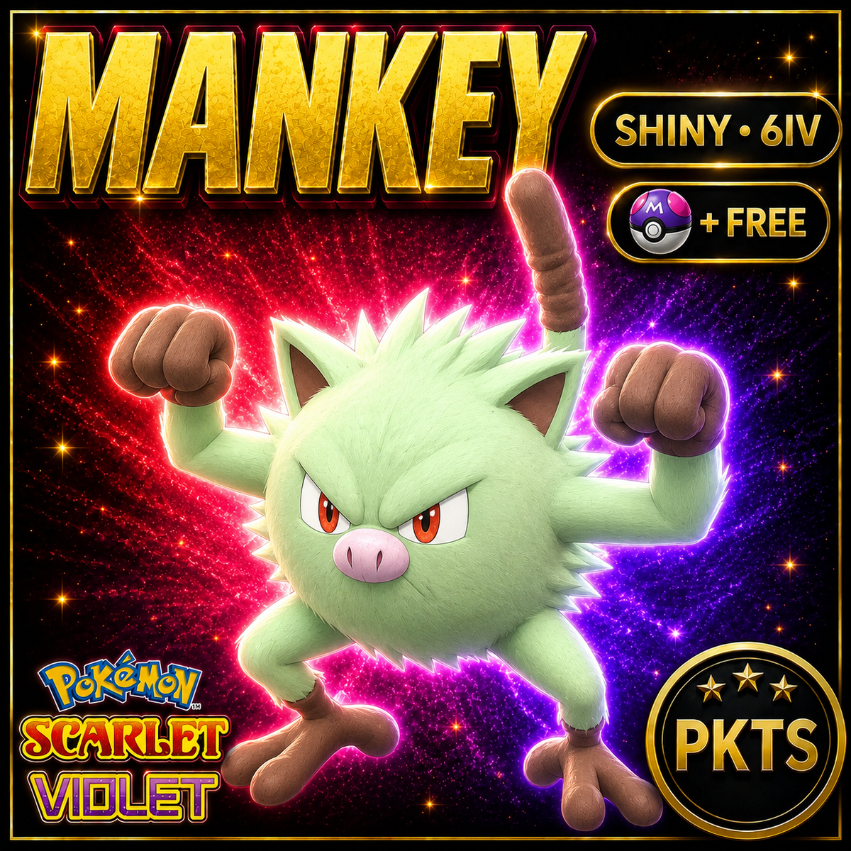 Shiny Mankey 6IV Pokémon Scarlet Violet Link Trade | PKTS