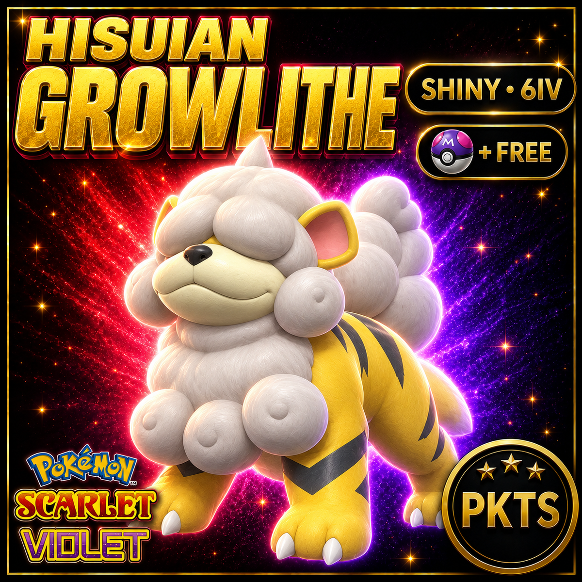 Shiny Hisuian Growlithe 6IV Pokémon Scarlet Violet Link Trade | PKTS