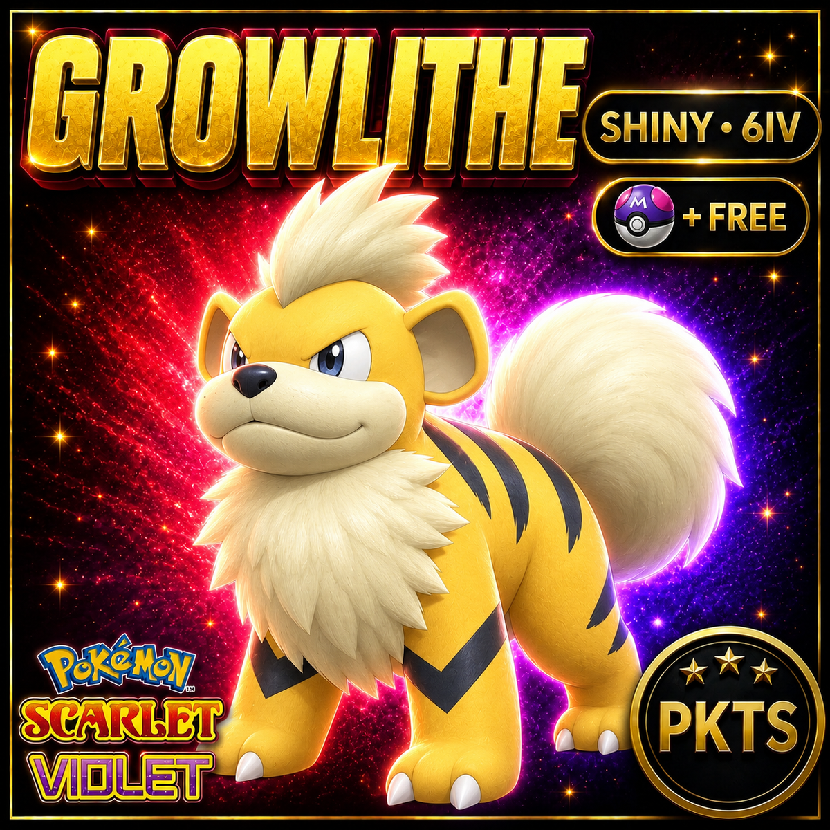 Shiny Growlithe 6IV Pokémon Scarlet Violet Link Trade | PKTS