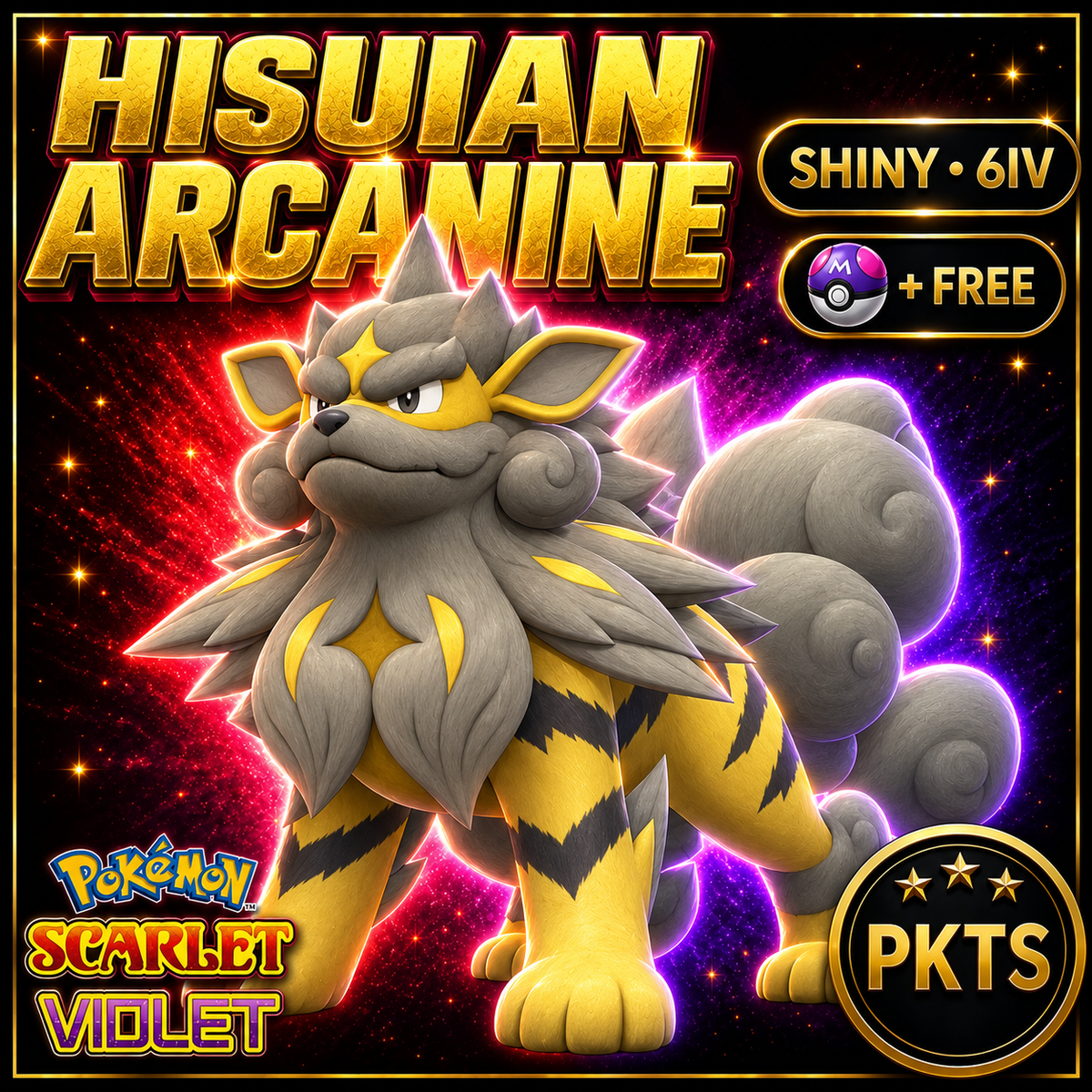 Shiny Hisuian Arcanine 6IV Pokémon Scarlet Violet Link Trade | PKTS