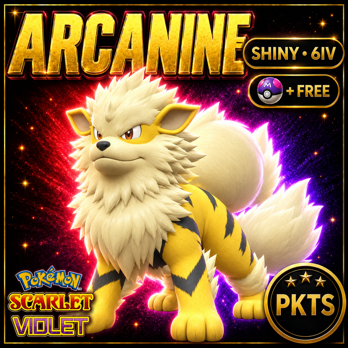 Shiny Arcanine 6IV Pokémon Scarlet Violet Link Trade | PKTS