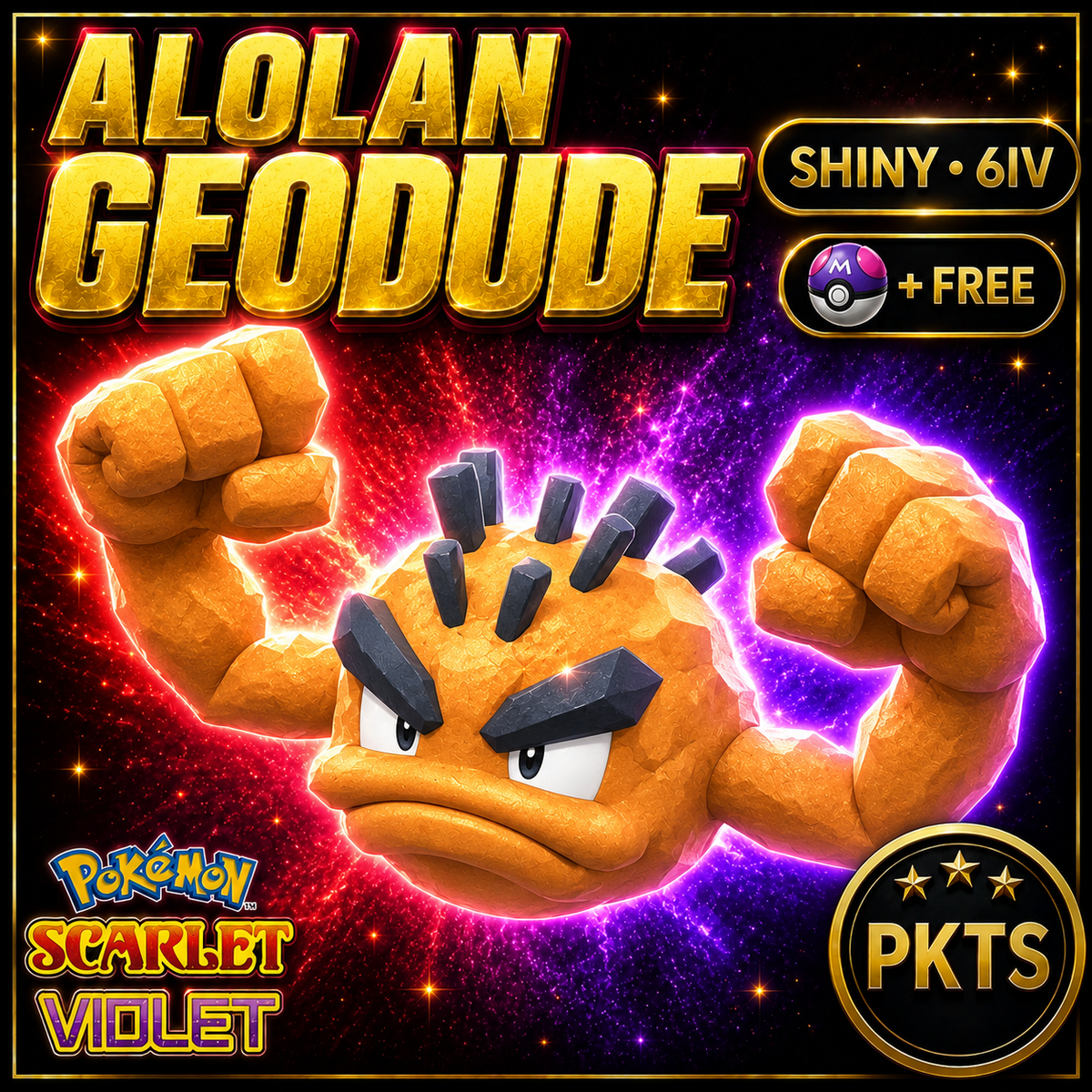 Shiny Alolan Geodude 6IV Pokémon Scarlet Violet Link Trade | PKTS