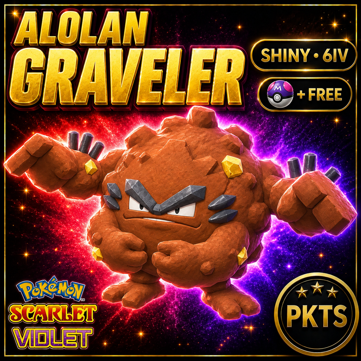 Shiny Alolan Graveler 6IV Pokémon Scarlet Violet Link Trade | PKTS