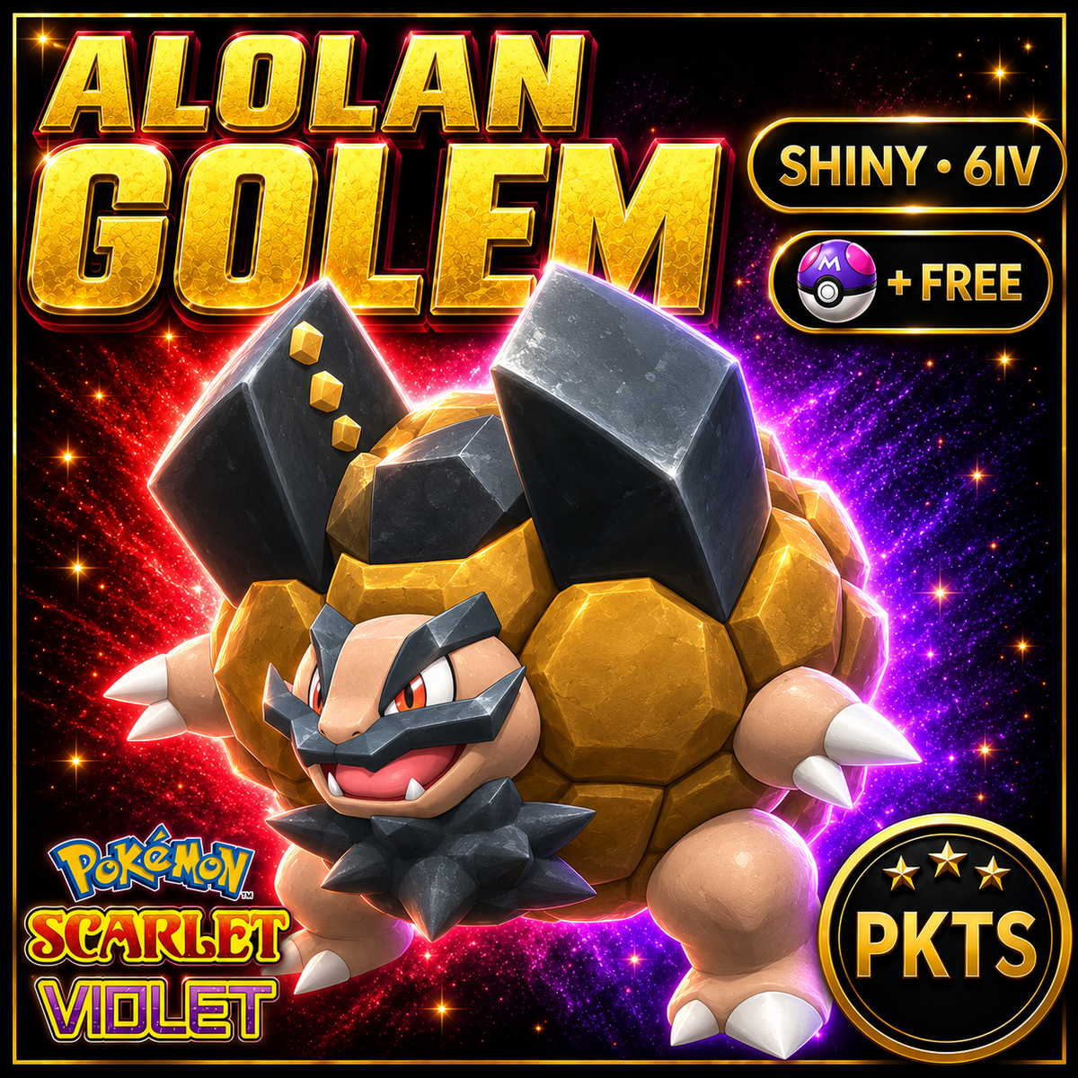 Shiny Alolan Golem 6IV Pokémon Scarlet Violet Link Trade | PKTS