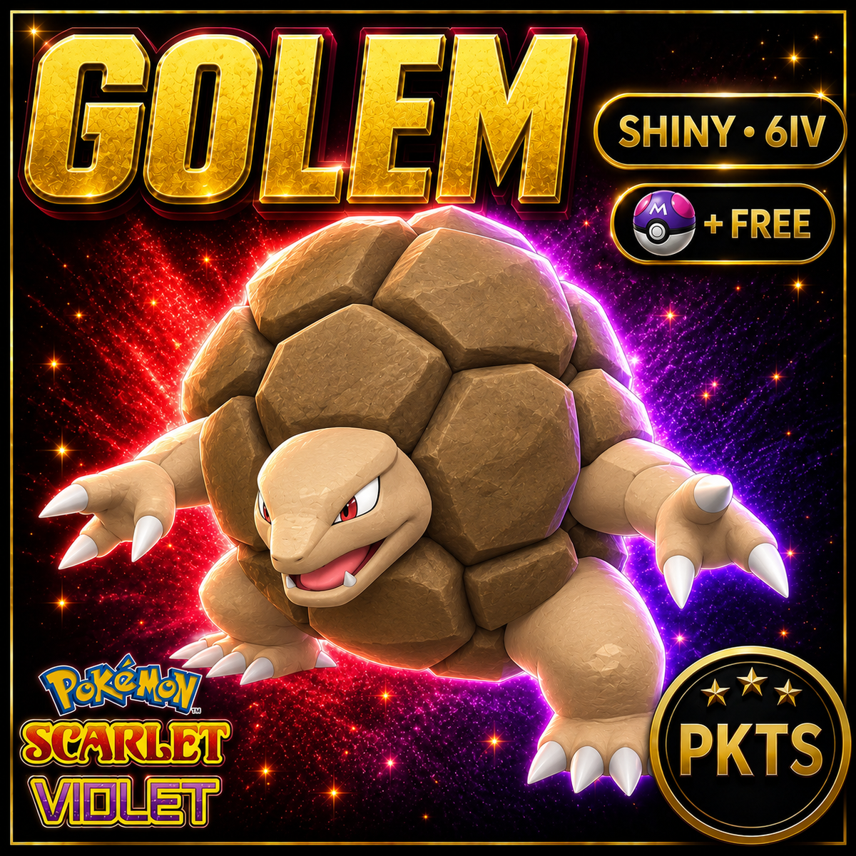 Shiny Golem 6IV Pokémon Scarlet Violet Link Trade | PKTS