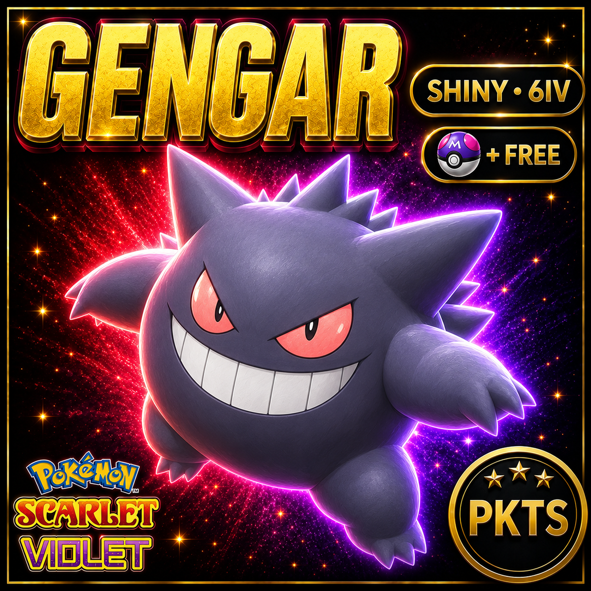 Shiny Gengar 6IV Pokémon Scarlet Violet Link Trade | PKTS