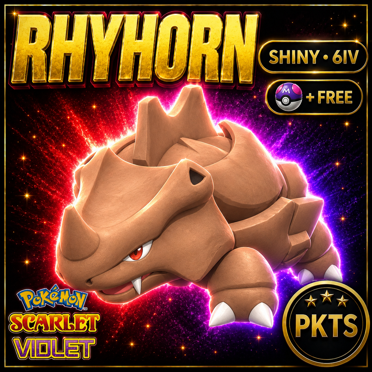 Shiny Rhyhorn 6IV Pokémon Scarlet Violet Link Trade | PKTS