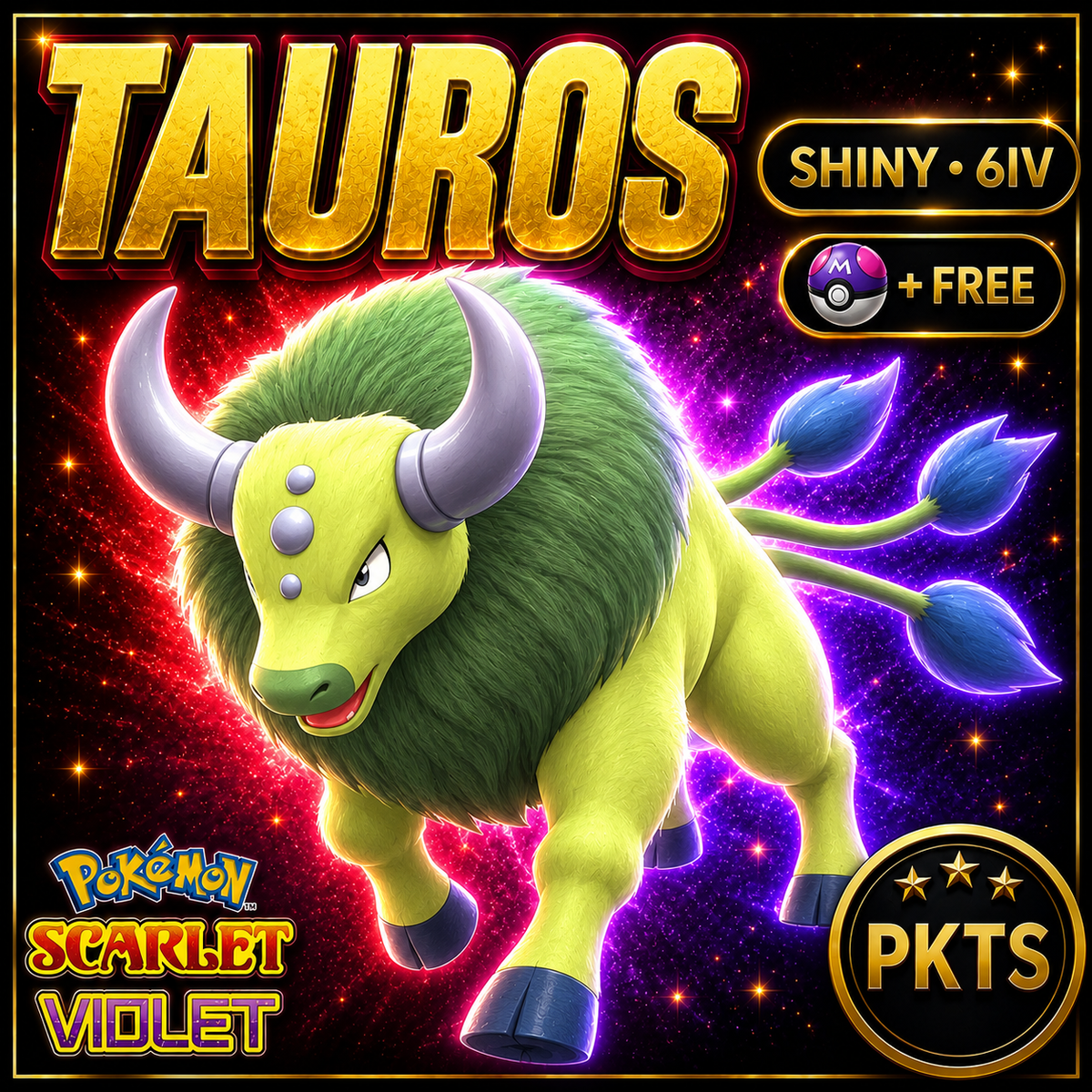 Shiny Tauros 6IV Pokémon Scarlet Violet Link Trade | PKTS