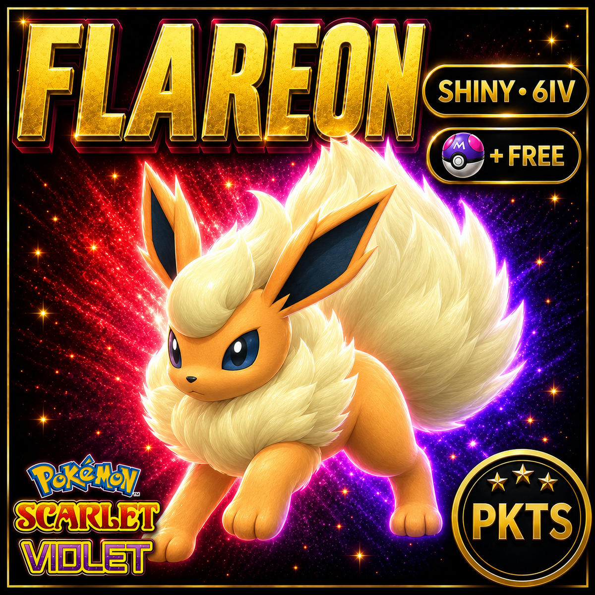 Shiny Flareon 6IV Pokémon Scarlet Violet Link Trade | PKTS