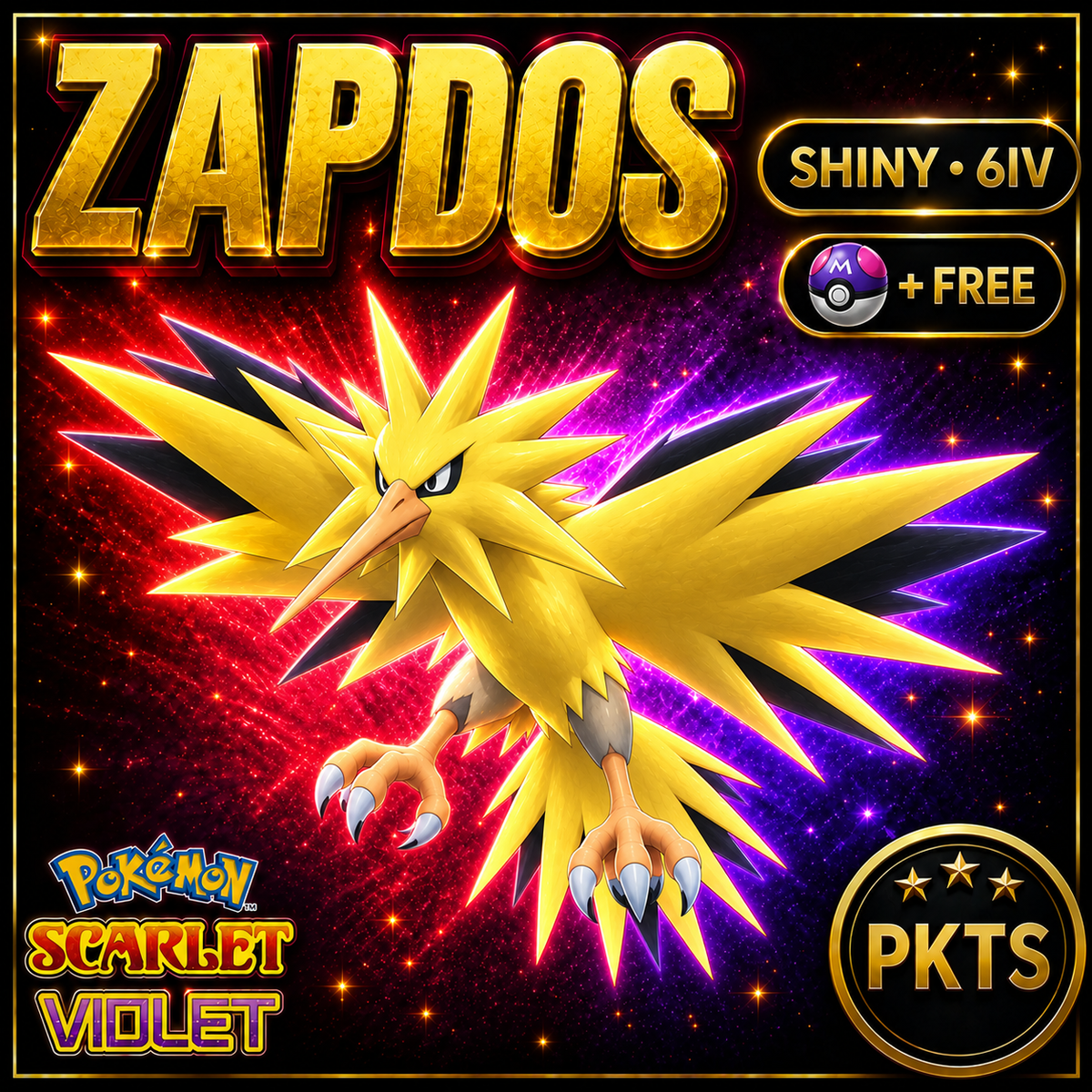 Shiny Zapdos 6IV Pokémon Scarlet Violet Link Trade | PKTS