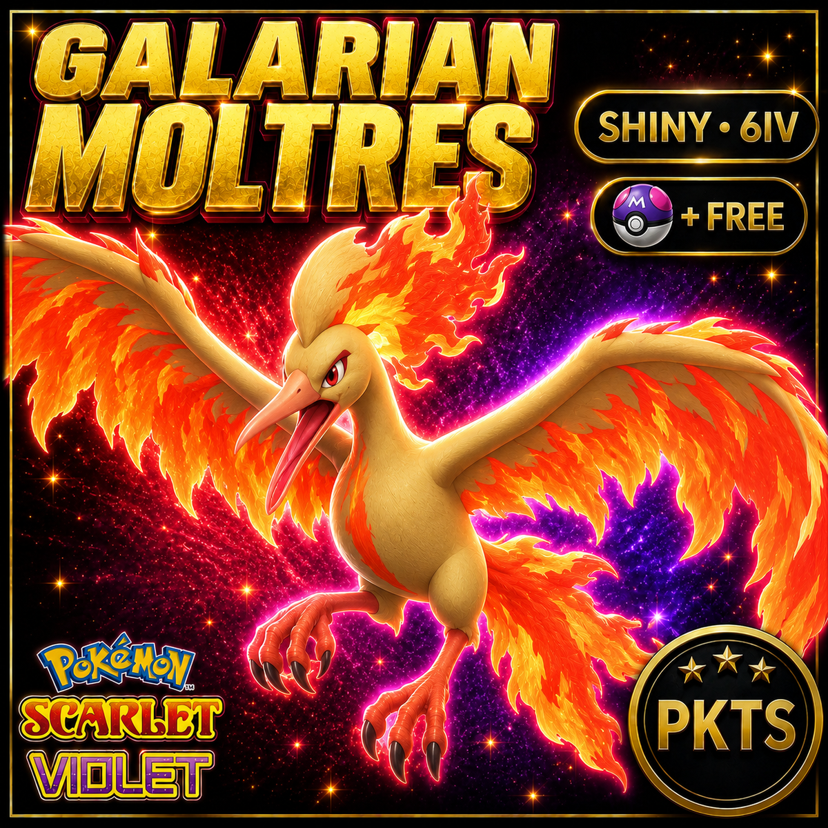 Shiny Galarian Moltres 6IV Pokémon Scarlet Violet Link Trade | PKTS
