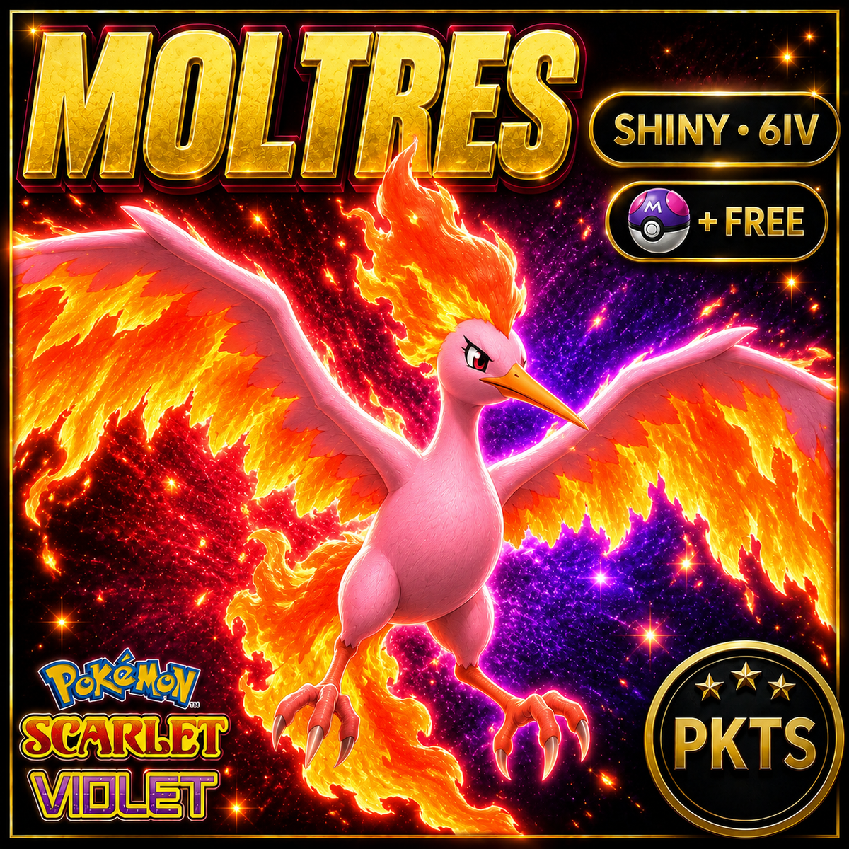 Shiny Moltres 6IV Pokémon Scarlet Violet Link Trade | PKTS