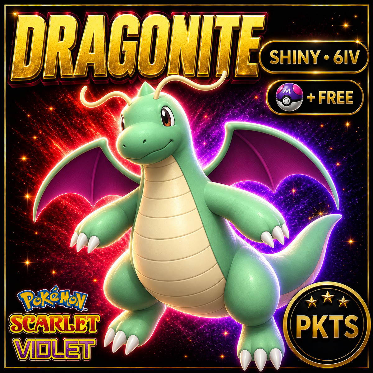 Shiny Dragonite 6IV Pokémon Scarlet Violet Link Trade | PKTS