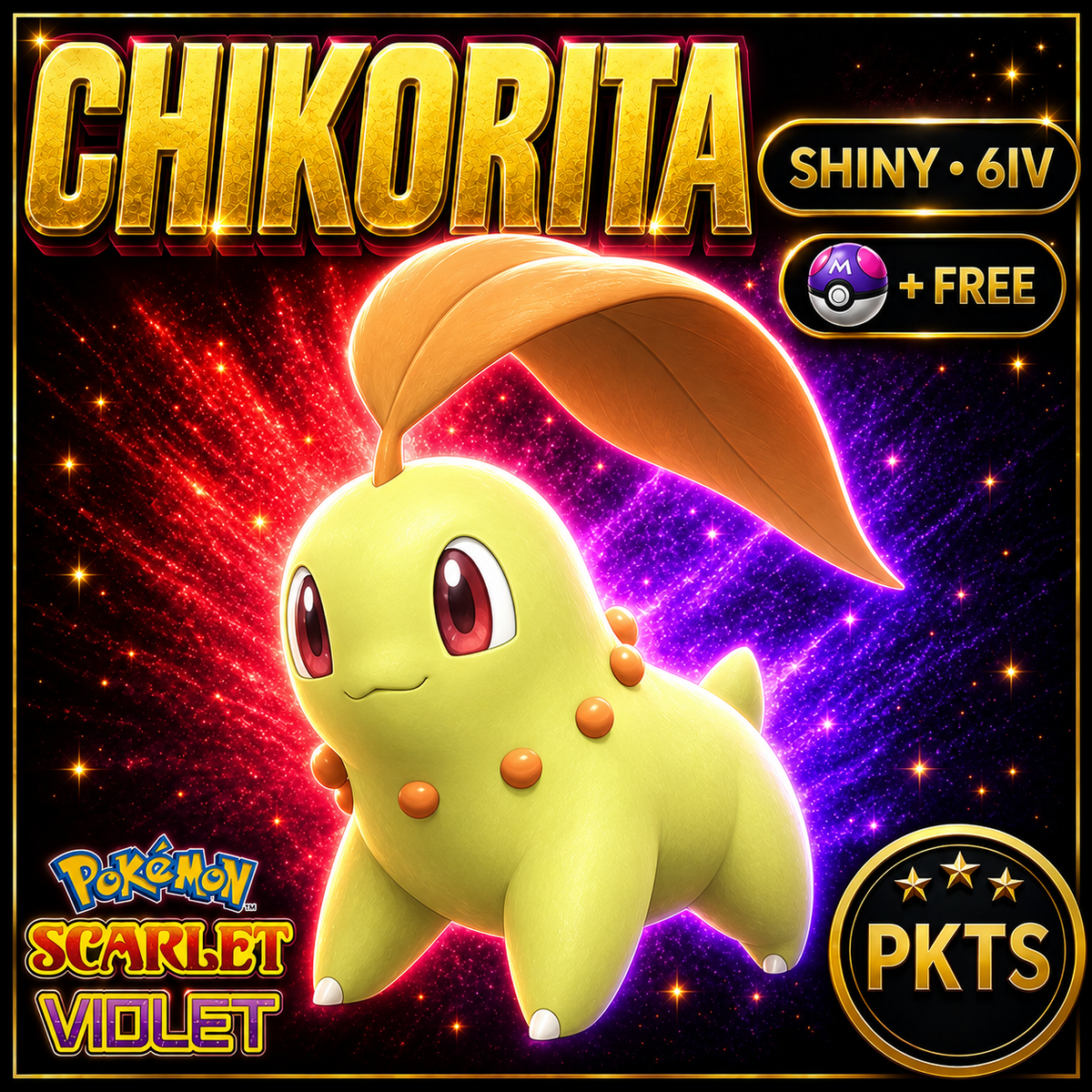 Shiny Chikorita 6IV Pokémon Scarlet Violet Link Trade | PKTS
