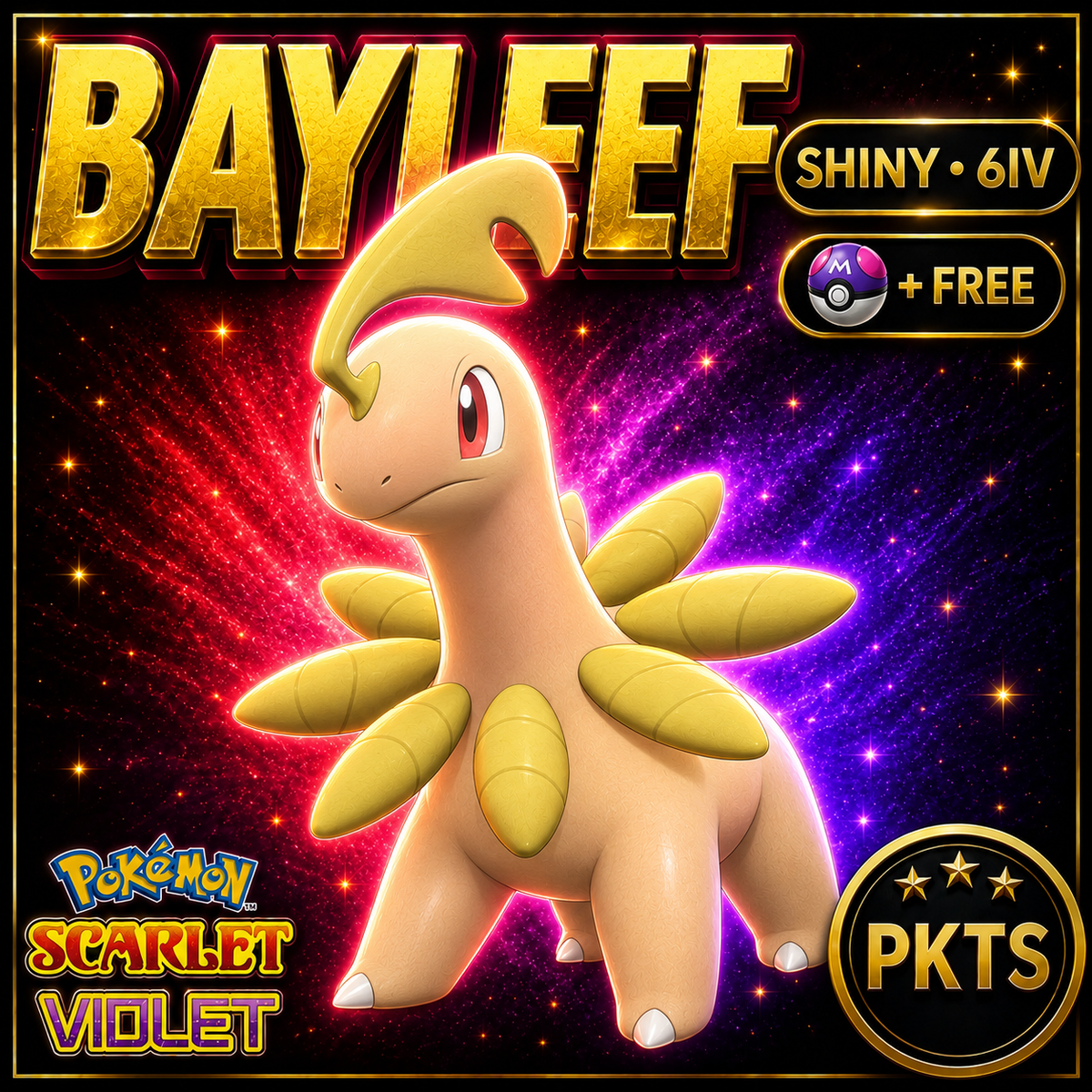 Shiny Bayleef 6IV Pokémon Scarlet Violet Link Trade | PKTS