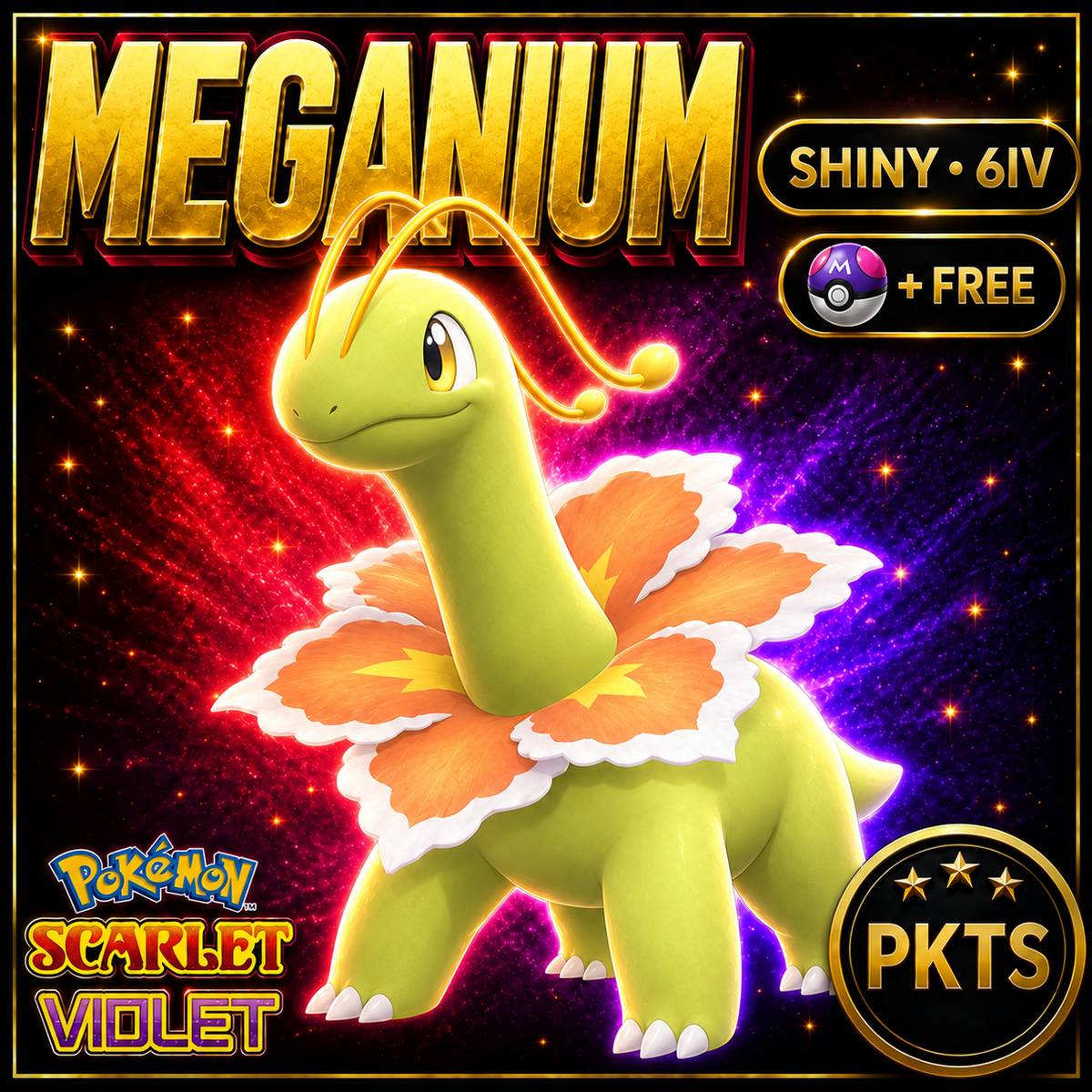 Shiny Meganium 6IV Pokémon Scarlet Violet Link Trade | PKTS
