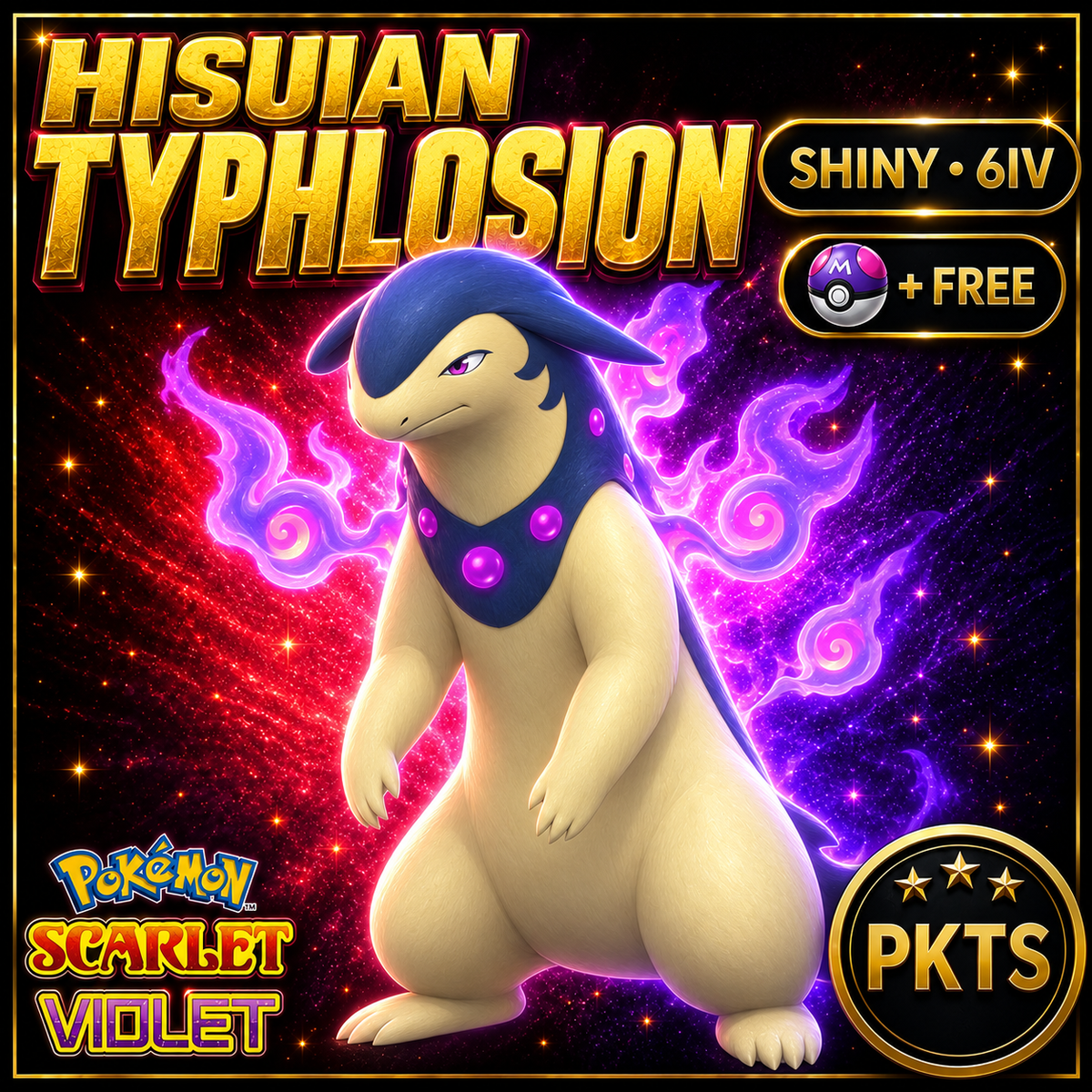 Shiny Hisuian Typhlosion 6IV Pokémon Scarlet Violet Link Trade | PKTS