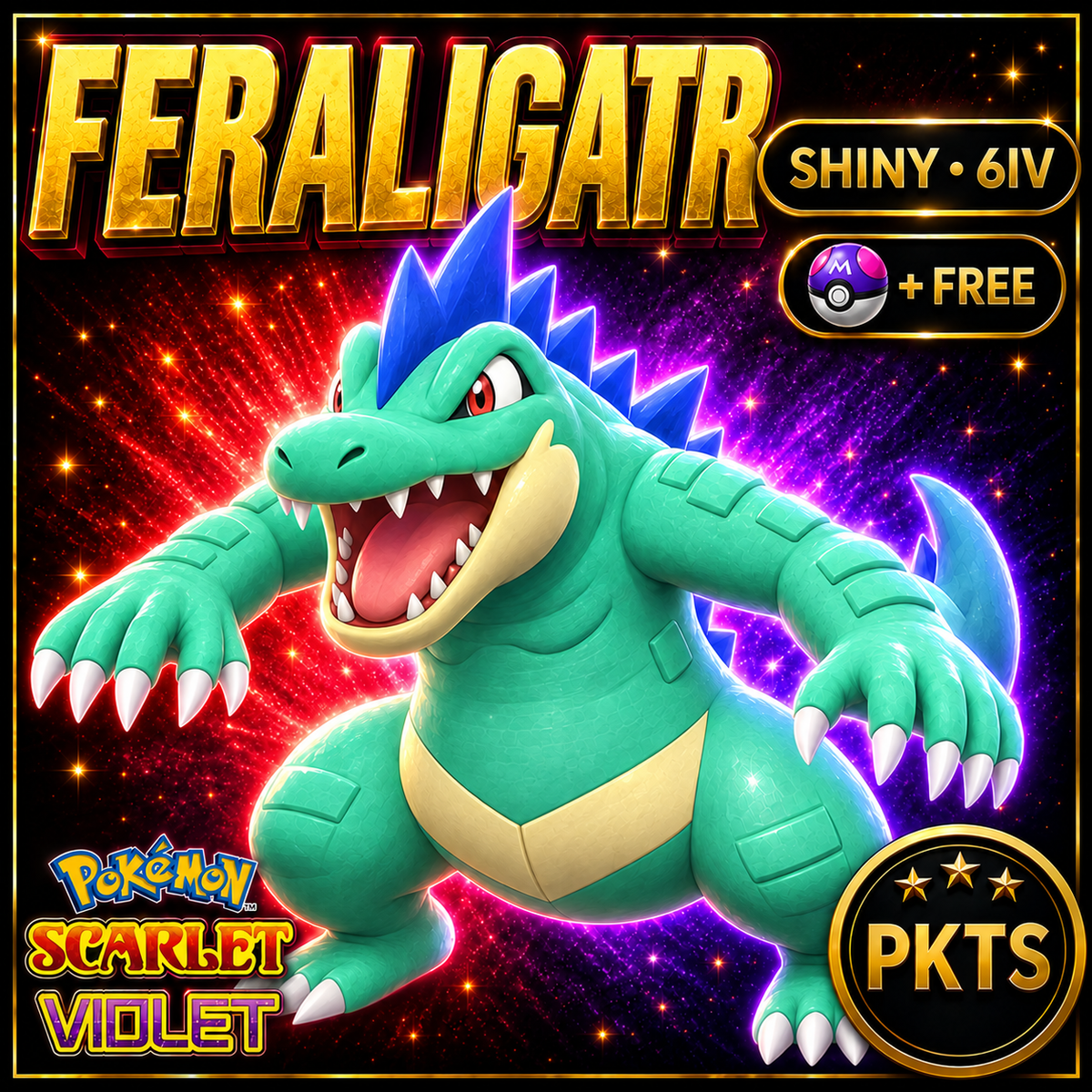 Shiny Feraligatr 6IV Pokémon Scarlet Violet Link Trade | PKTS