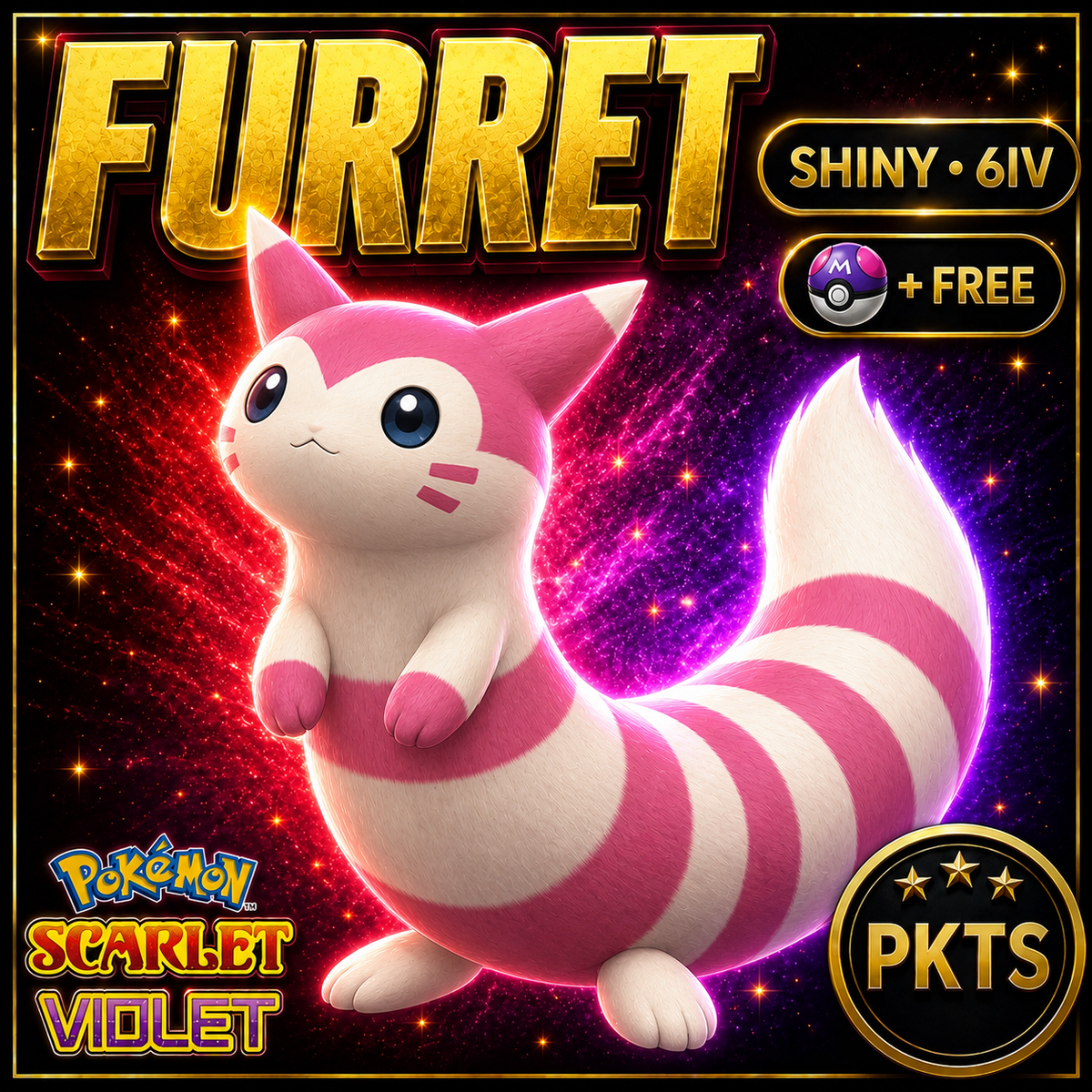 Shiny Furret 6IV Pokémon Scarlet Violet Link Trade | PKTS