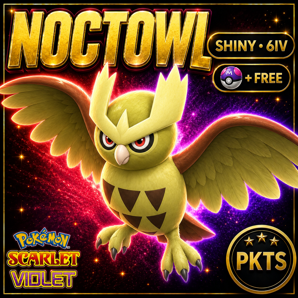Shiny Noctowl 6IV Pokémon Scarlet Violet Link Trade | PKTS