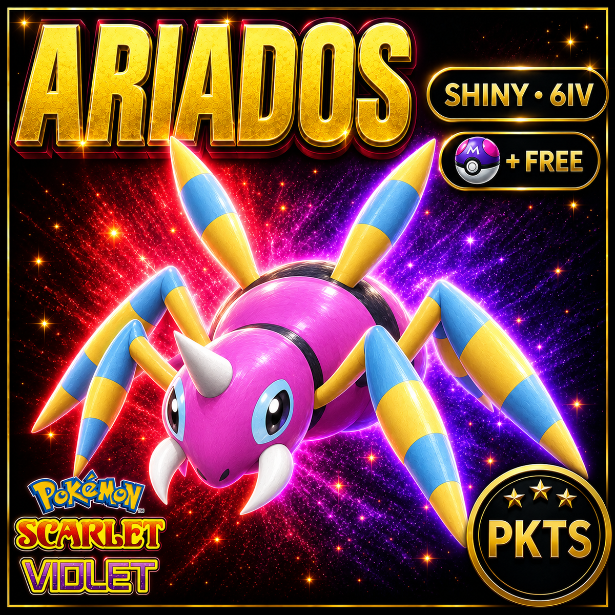 Shiny Ariados 6IV Pokémon Scarlet Violet Link Trade | PKTS
