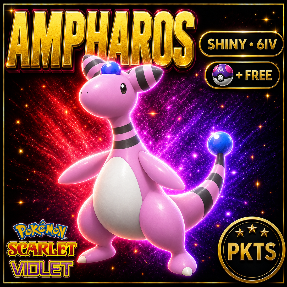Shiny Ampharos 6IV Pokémon Scarlet Violet Link Trade | PKTS