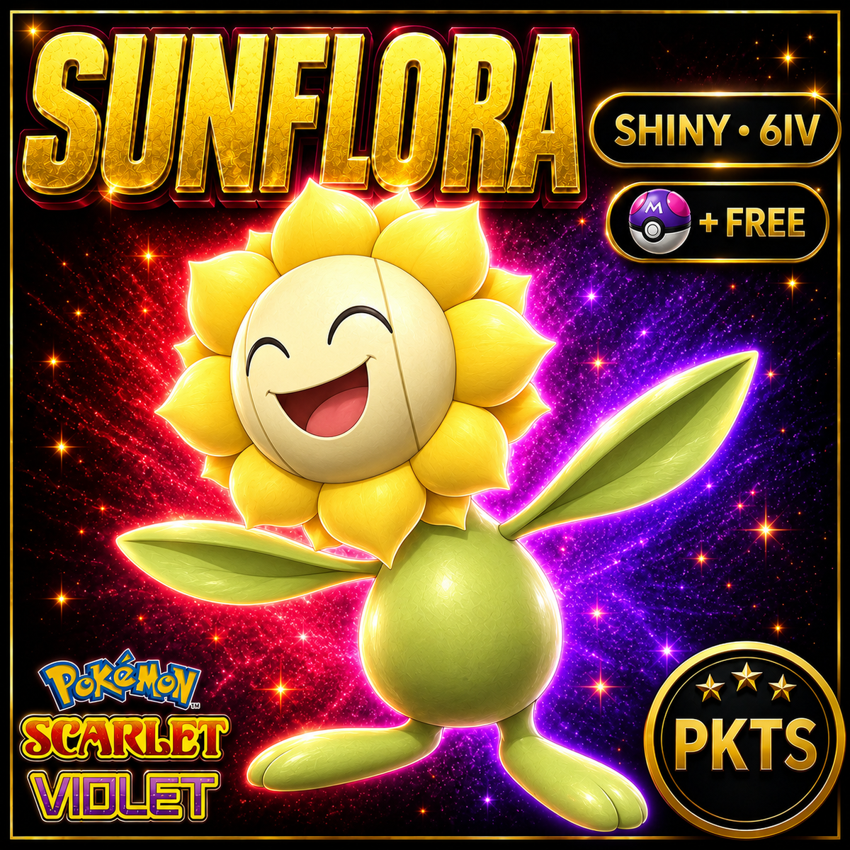 Shiny Sunflora 6IV Pokémon Scarlet Violet Link Trade | PKTS