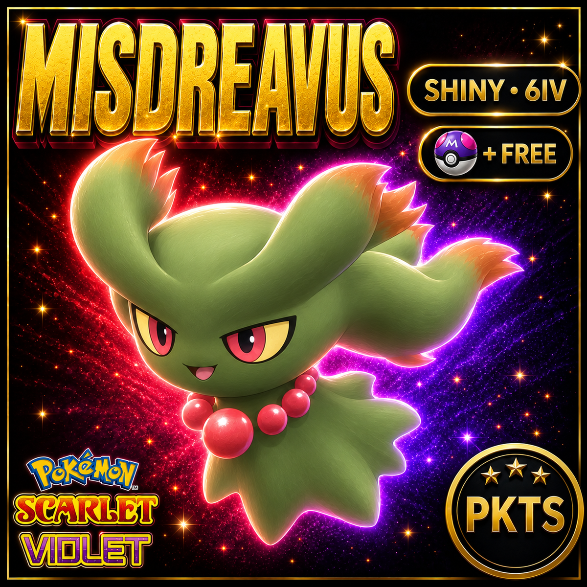 Shiny Misdreavus 6IV Pokémon Scarlet Violet Link Trade | PKTS