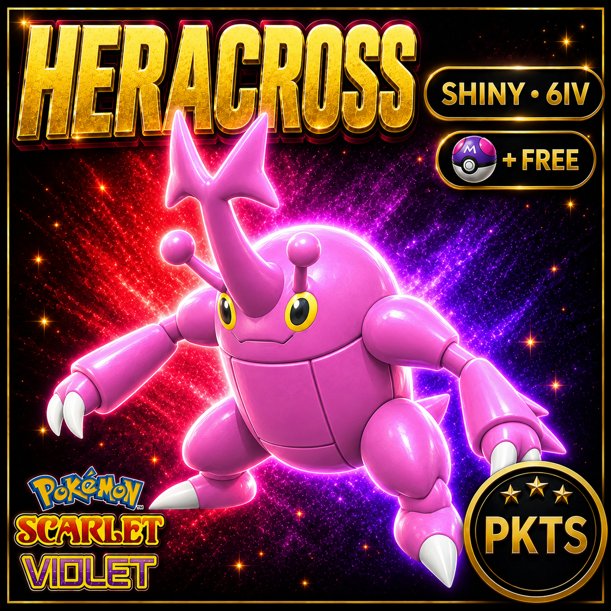 Shiny Heracross 6IV Pokémon Scarlet Violet Link Trade | PKTS