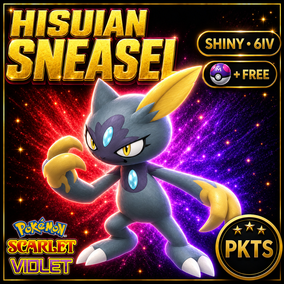 Shiny Hisuian Sneasel 6IV Pokémon Scarlet Violet Link Trade | PKTS