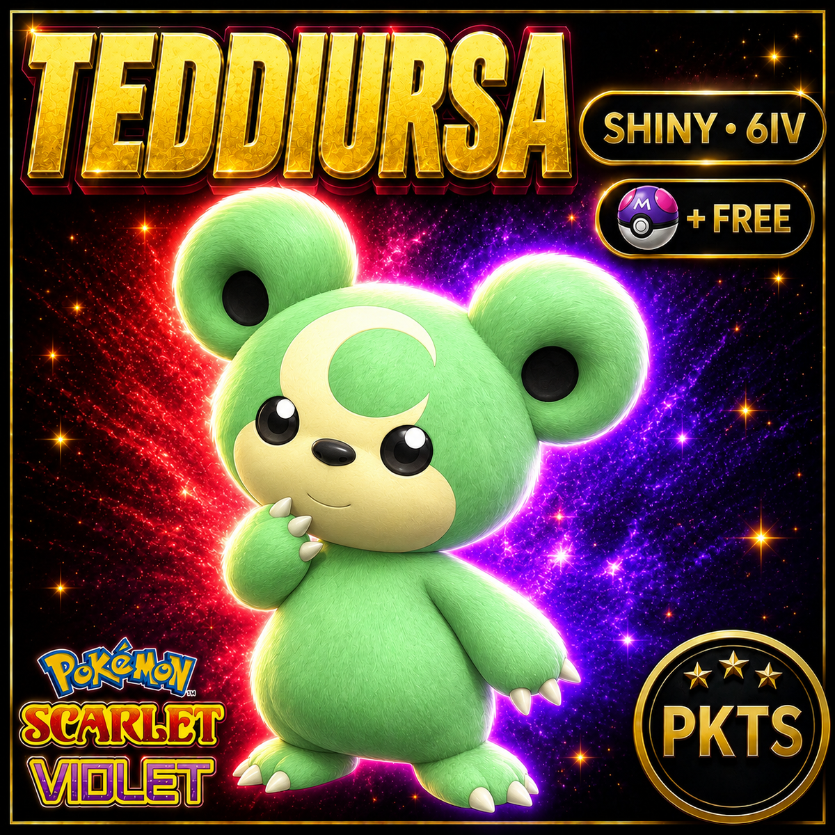 Shiny Teddiursa 6IV Pokémon Scarlet Violet Link Trade | PKTS