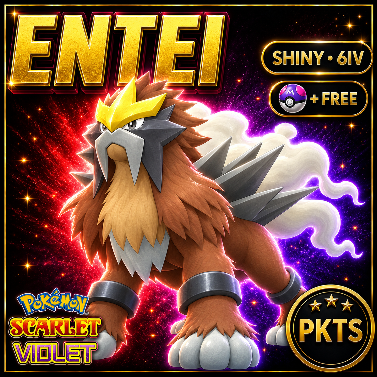 Shiny Entei 6IV Pokémon Scarlet Violet Link Trade | PKTS