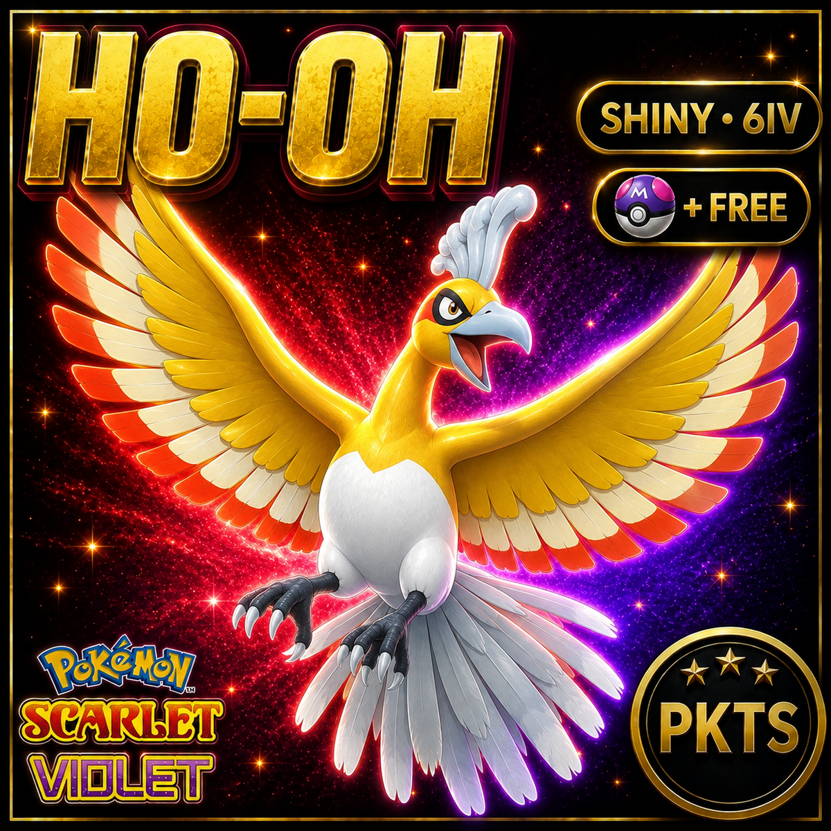 Shiny Ho-Oh 6IV Pokémon Scarlet Violet Link Trade | PKTS