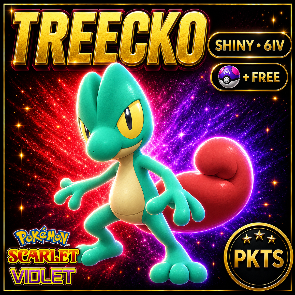 Shiny Treecko 6IV Pokémon Scarlet Violet Link Trade | PKTS