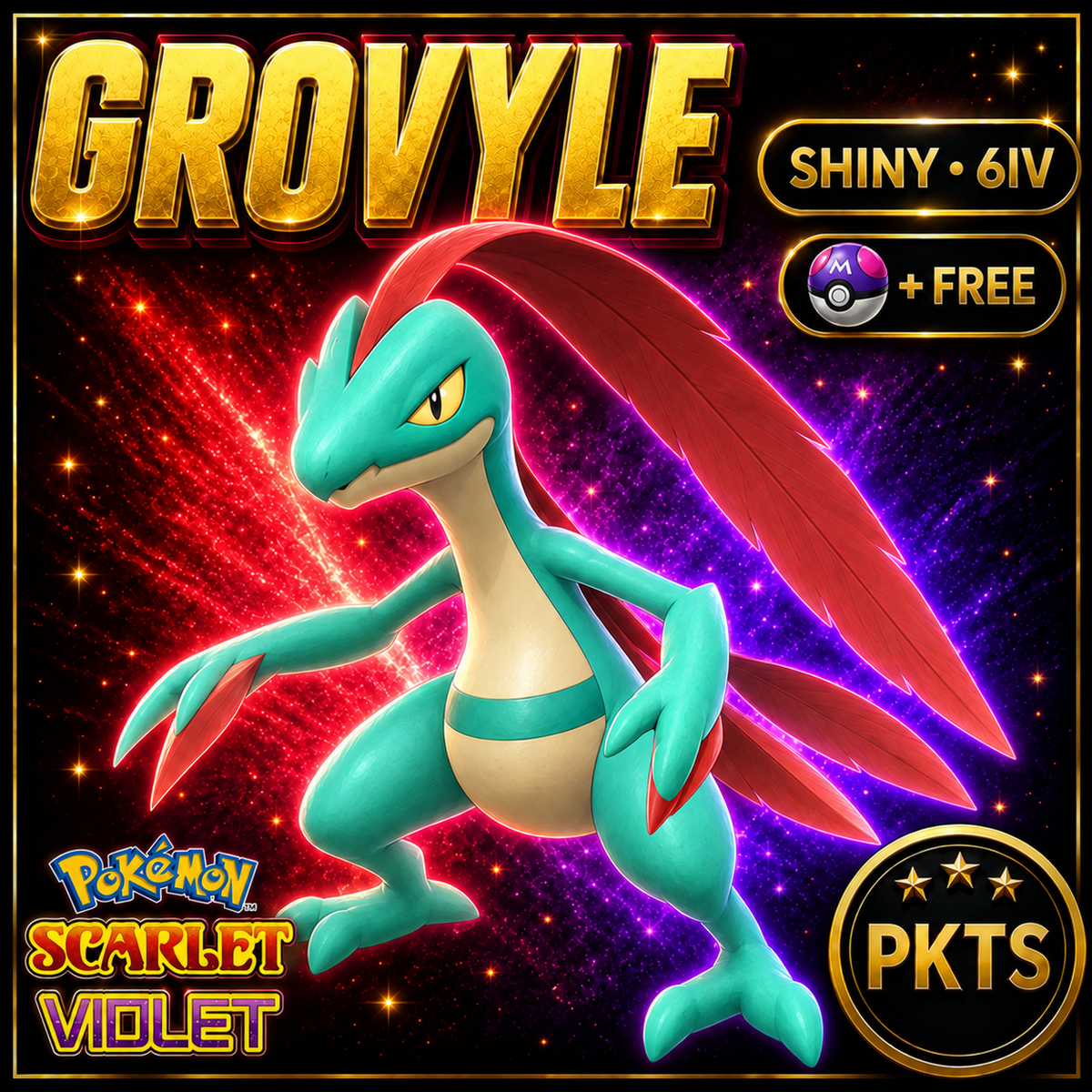 Shiny Grovyle 6IV Pokémon Scarlet Violet Link Trade | PKTS