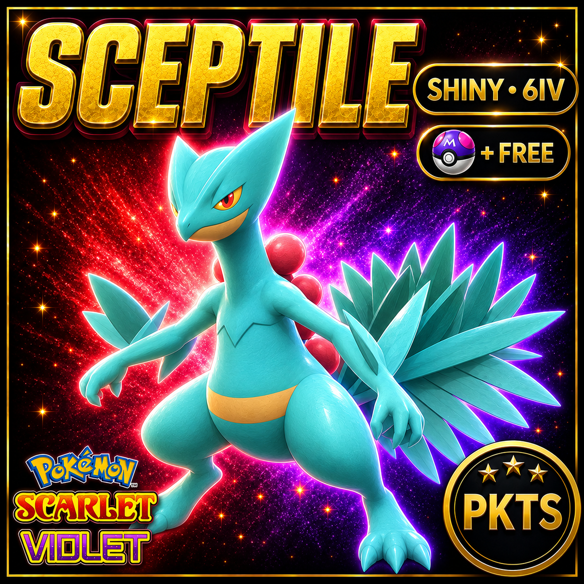 Shiny Sceptile 6IV Pokémon Scarlet Violet Link Trade | PKTS