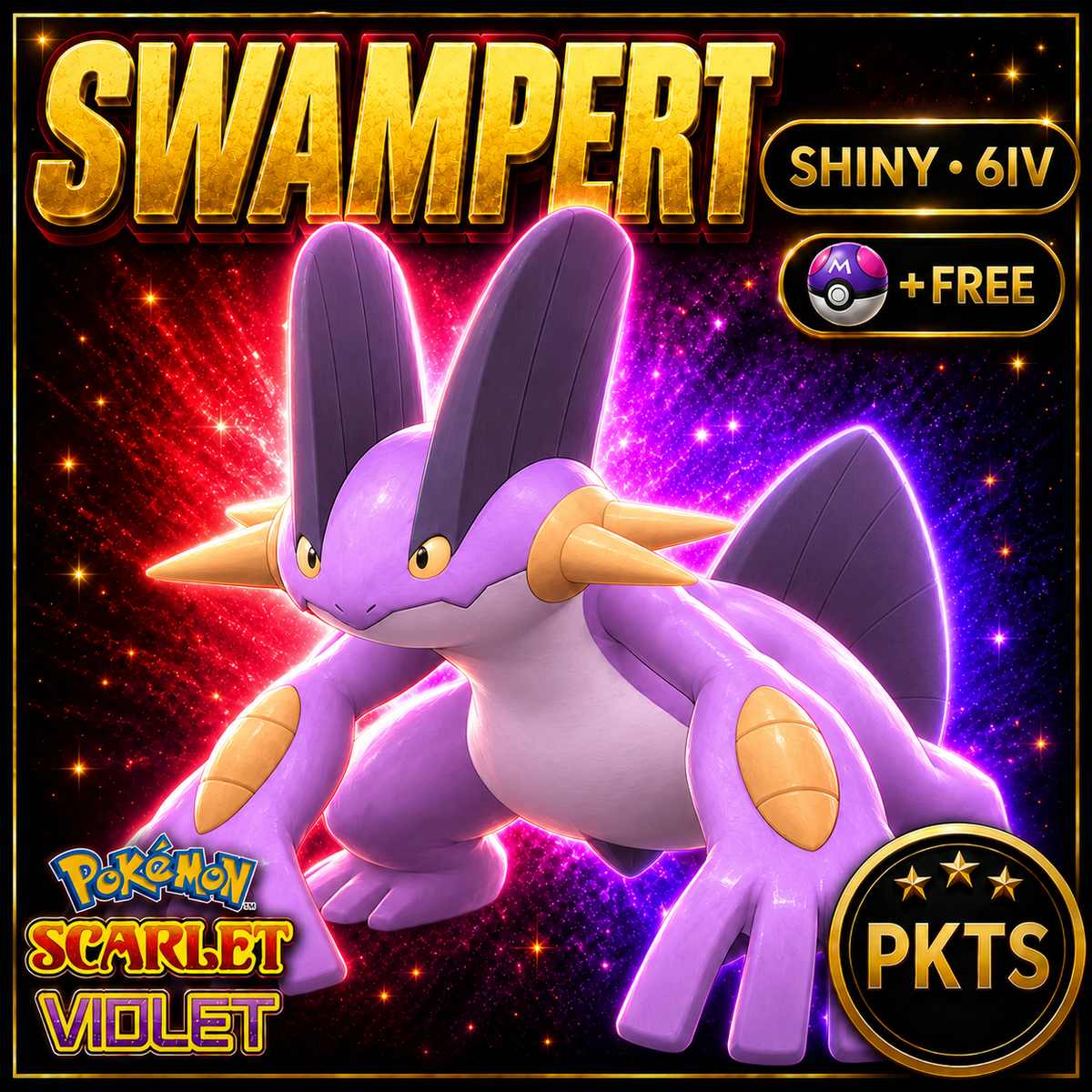 Shiny Swampert 6IV Pokémon Scarlet Violet Link Trade | PKTS