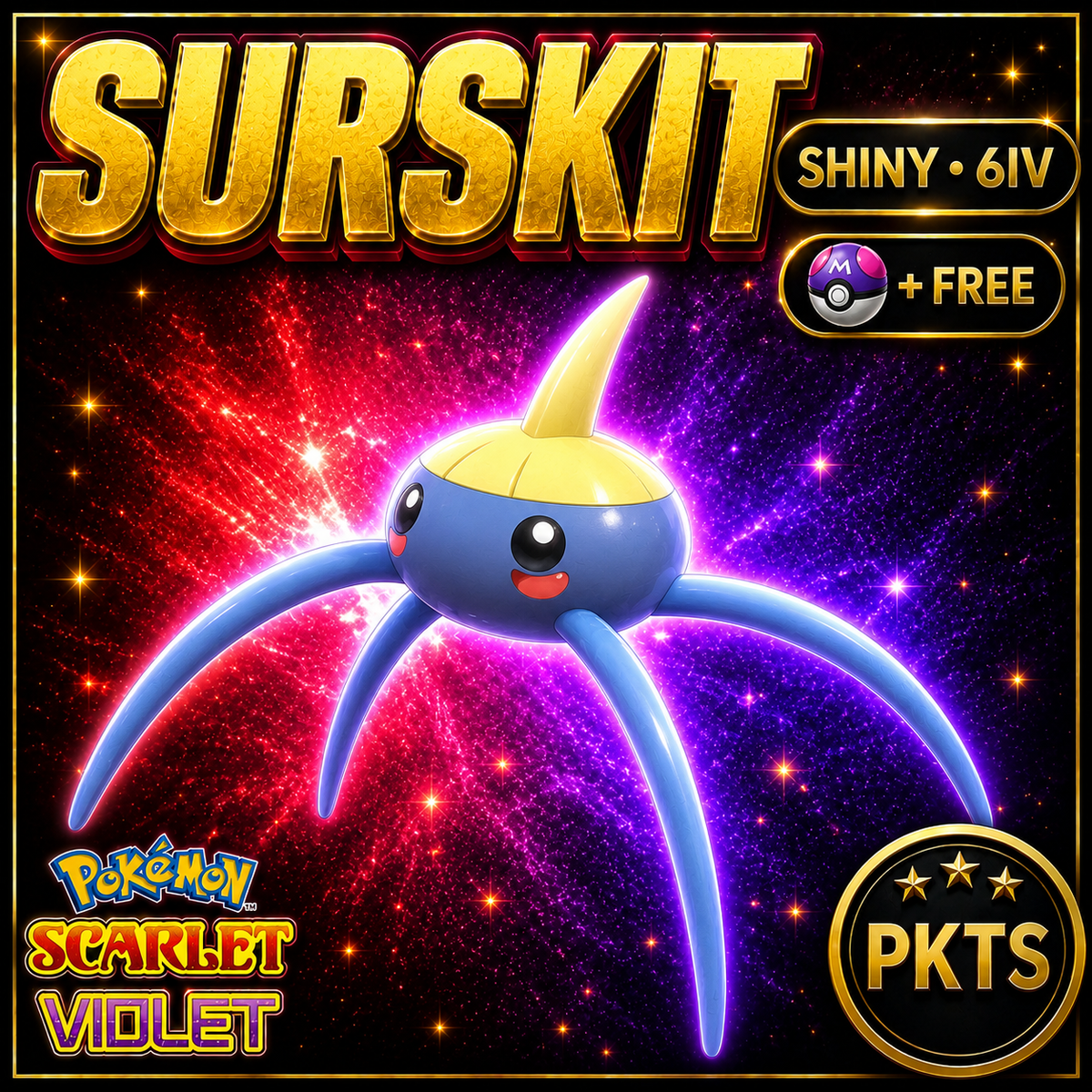 Shiny Surskit 6IV Pokémon Scarlet Violet Link Trade | PKTS