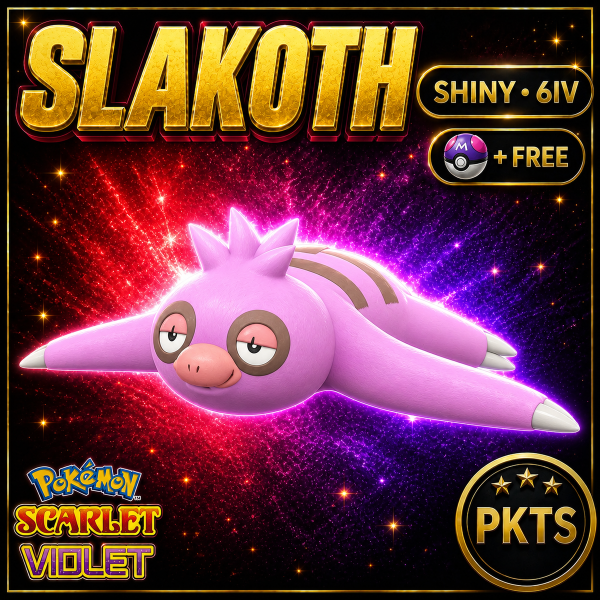 Shiny Slakoth 6IV Pokémon Scarlet Violet Link Trade | PKTS