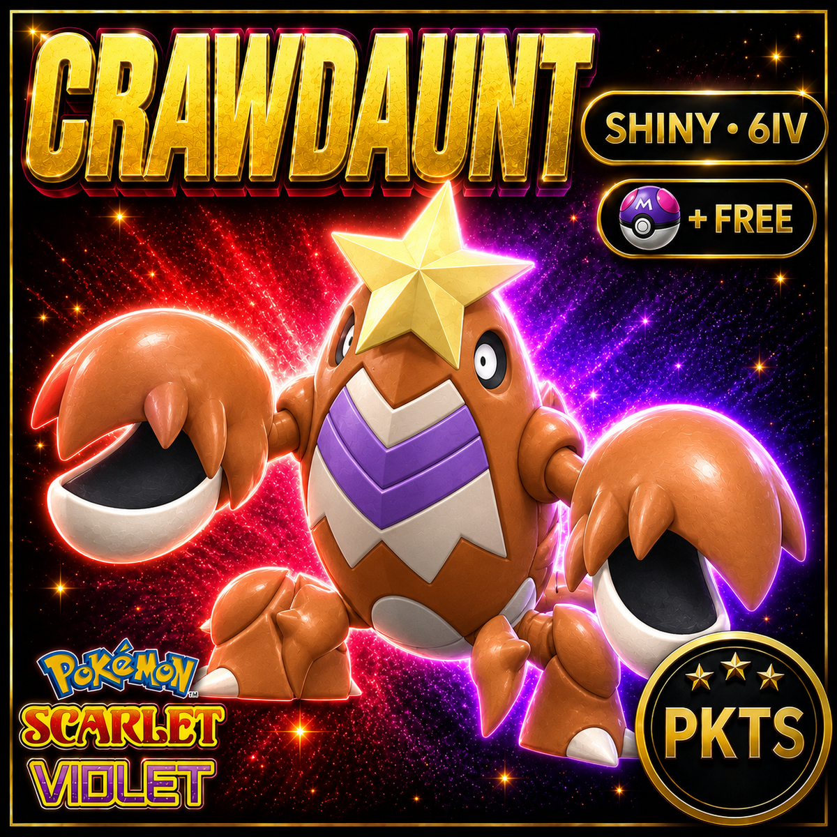 Shiny Crawdaunt 6IV Pokémon Scarlet Violet Link Trade | PKTS