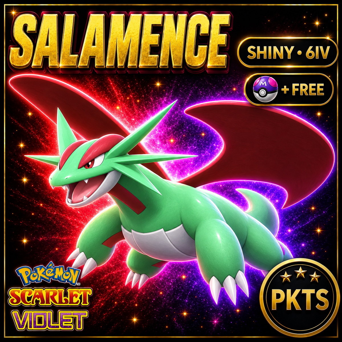 Shiny Salamence 6IV Pokémon Scarlet Violet Link Trade | PKTS