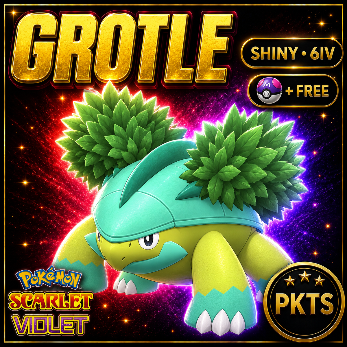 Shiny Grotle 6IV Pokémon Scarlet Violet Link Trade | PKTS