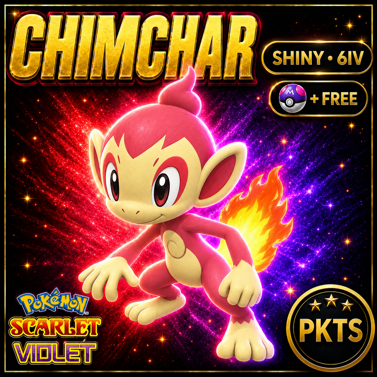 Shiny Chimchar 6IV Pokémon Scarlet Violet Link Trade | PKTS